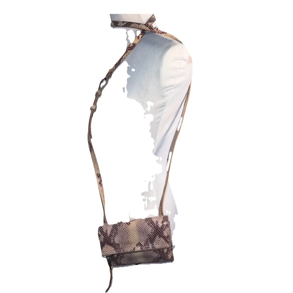 Hobo‎ Leather Sandsnake Crossbody Foldable Magnetic Zip Adjustable Handbag